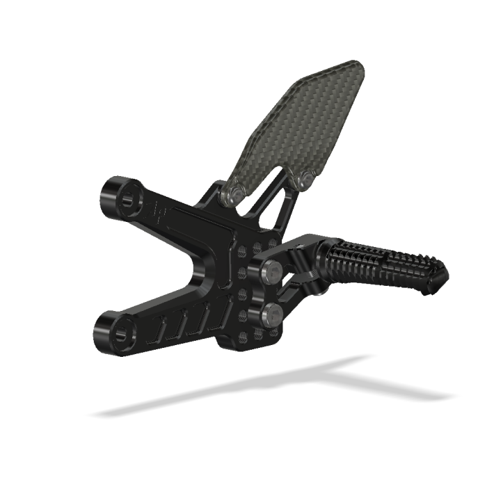 Rear Set Kit, Yam R6 06- , Black (Carbon Heel Guards)