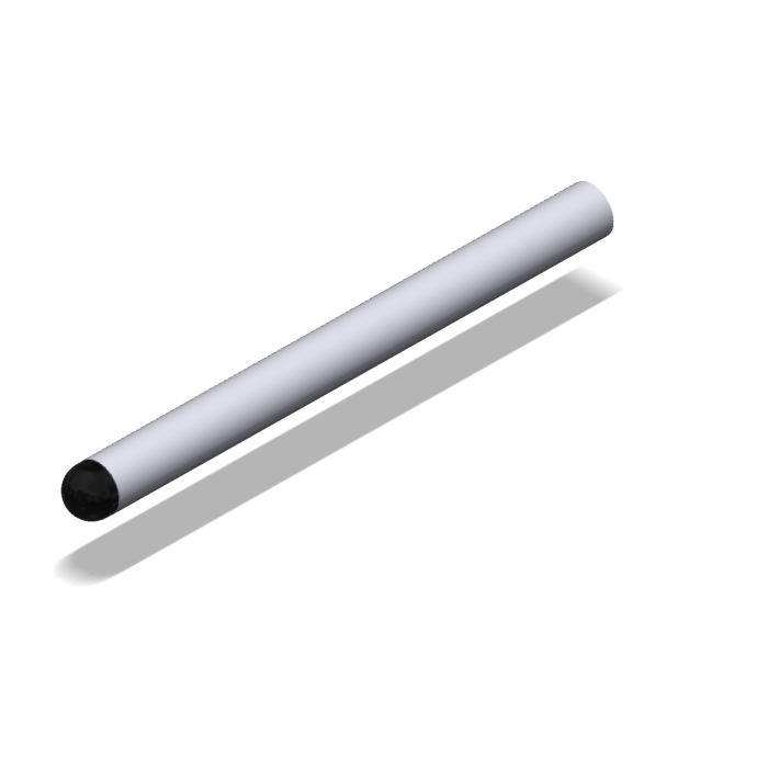 Handle Bar Tube with Outer End Cap, 245mm, Silver