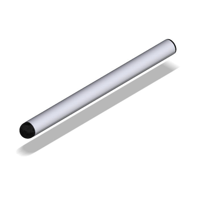 Handle Bar Tube with Ends, 260mm, Silver